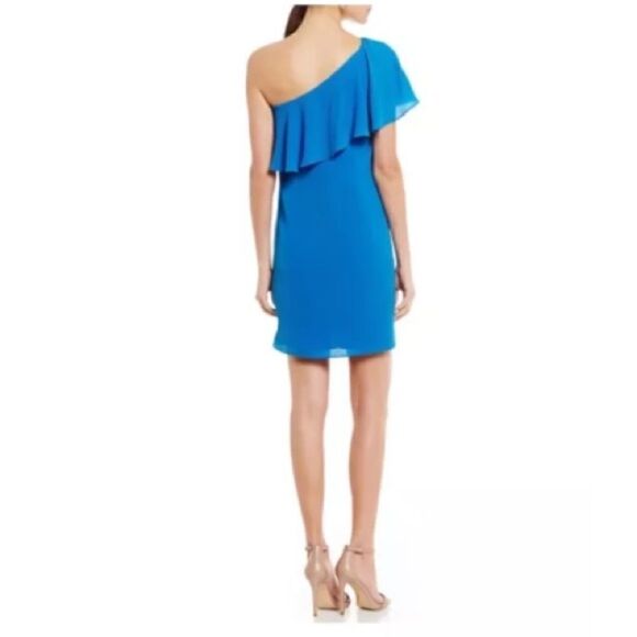 Maggy London Blue Ruffle Shift Dress sz 8 NWT - Picture 1 of 5